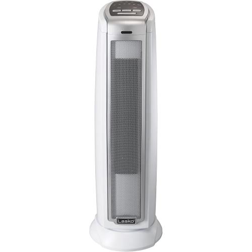 Lasko Oscillating Ceramic Tower Space Heater for Home with Overheat Protection, Timer, 22.5 Inches, Silver, 1500W, 5775