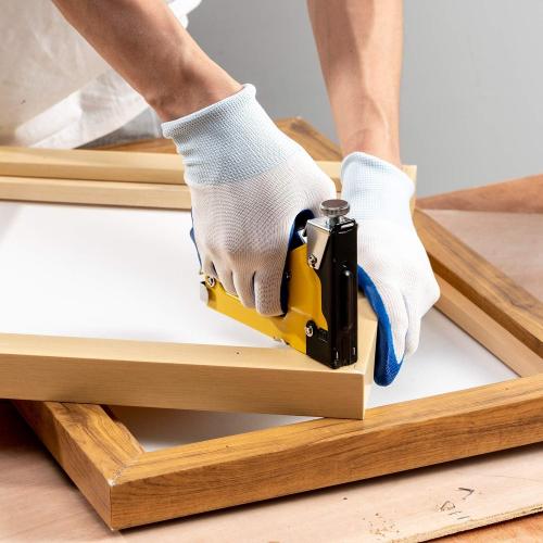 Upholstery 4 in 1 Staple Gun Heavy Duty, with 6000 Staples, Remover, Gloves, Manual Brad Nailer Power Adjustment Stapler Gun for Wood, Upholstery, Carpentry, Decoration DIY Staple Gun