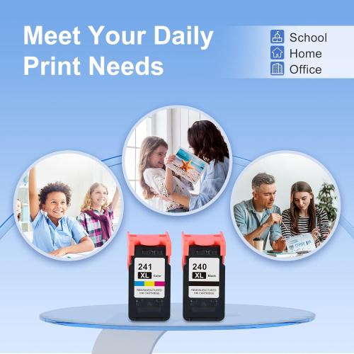 PG-240 XL/CL-241 XL Ink Cartridges Replacement for Canon 240XL 241XL Combo Pack 240 241 for Canon PIXMA MG3620 TS5120 MG3520 MG3600 MG3220 MX472 Printer (1 Black, 1 Tri-Color, 2 Pack)