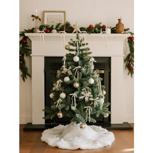 SIMISI RIBBON 24Pcs Champagne Christmas Velvet Ribbon Bows Decorations Xmas Ornaments Vintage Decor for Tree, Wreath, Garland (3/8'' Width, 5 * 7 inch)