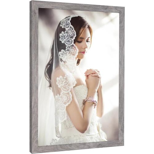 15x20 Picture Poster Frame, Rustic Gray 20 x15inch Frame, Natural 15x20 Frame, Distressed Grey Large Gallery Family Concert Photo Frame, Anniversary/Birthday/Wedding/Thank you/Christmas Gift