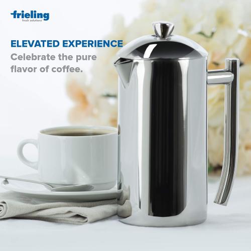 Frieling Double-Walled Stainless Steel French Press Coffee Maker - 44 oz, Polished, Extra Large Stainless Steel Coffee Press for Commercial Use - Camping Coffee Makers & Tea Press