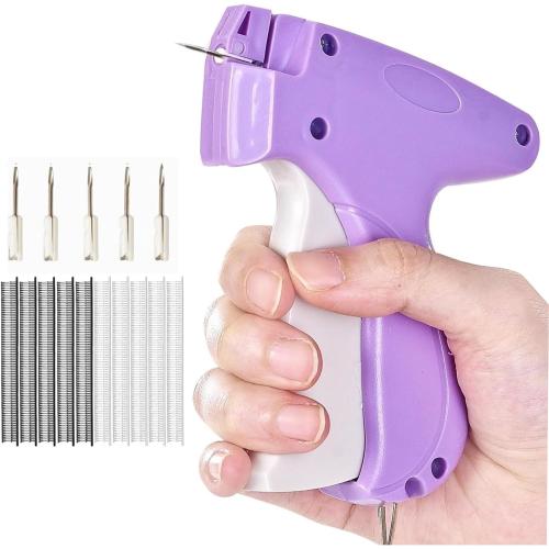 Stitch Gun for Clothes, Quick Stitch Sewing Gun, Handheld Sewing Stapler, Mini Hemming Gun, Clothing Tack Tool for Fabric Repair and Stitch Fix, Portable Stitcher Machine for Clothing (Purple)