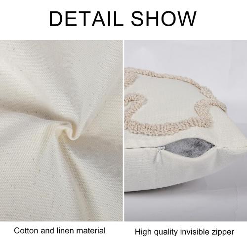 Coquette Bow Tufted Throw Pillow Cover 12x 20, Boho Neutral Linen Pillow Cushion Case