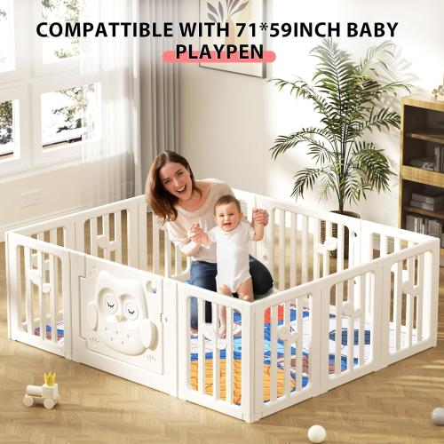 Baby Play Mat 71’’ x 59’’ Soft Baby Floor Mat Thicker Foam Play Mat for Babies，Toddlers, Foldable Baby Playpen Mat Crawling Mat，Ball Design