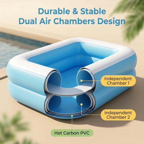 Inflatable Kiddie Pool, 128x85x45cm (50x33x18in) ,Thickened PVC Kids Blow Up Swimming Pool for Babies Toddlers, Wading Pool Indoor Outdoor Garden Backyard Summer Water Party Play Center