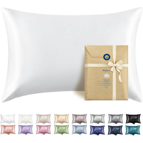 Bedsure Satin Pillowcase with Zipper, Pillow Cases Queen Size Set of 2
