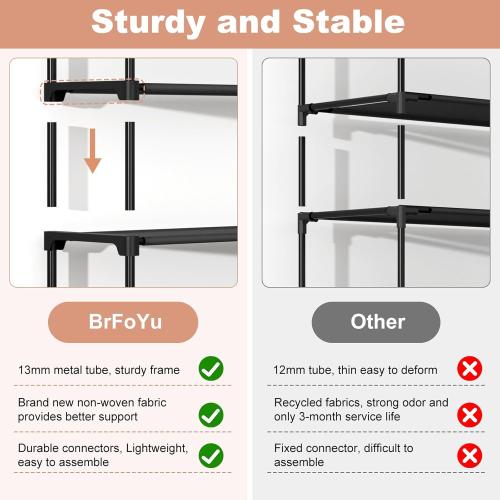 32.3 Widening Design Shoe Rack for Closet 16 Pairs Small Spaces Non-Woven 3 Tier Shoe Organizer Stackable Metal Shoe Shelf for Entryway, Bedroom