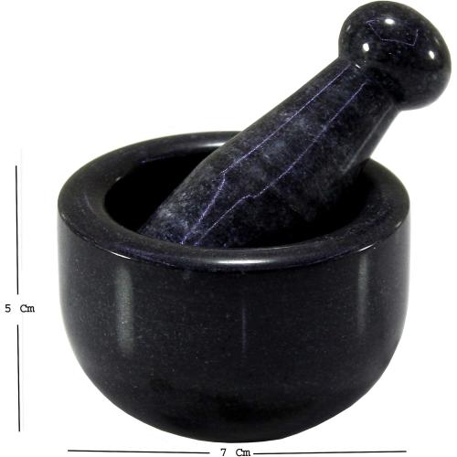 3 Black Natural Stone Mortar and Pestle Set as Spice, Medicine Grinder Masher - kharad, Khallad, Okhli and Musal