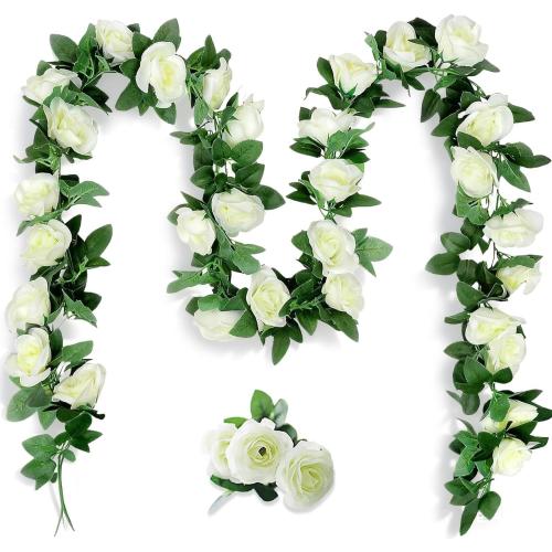10PCS Fake Rose Garland, 7.5Ft Artificial Vines Flowers Hanging Rose Vine forfor Table Wedding Backdrop Arch Wall Party Mantle Festival Decor