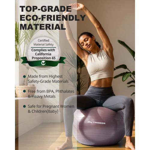 Trideer Yoga Ball – Anti-Burst Exercise Ball for Pregnancy, Office, Birthing, Stretching & Core Workout – Home Gym & Therapy
