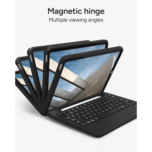 ZAGG Rugged Book iPad 11 (A16)/ 10.9 (Gen 10) Case - Durable Wireless Keyboard Case, Military-Grade Drop Protection, Multi-Device Pairing, Detachable Backlit Keyboard, Black