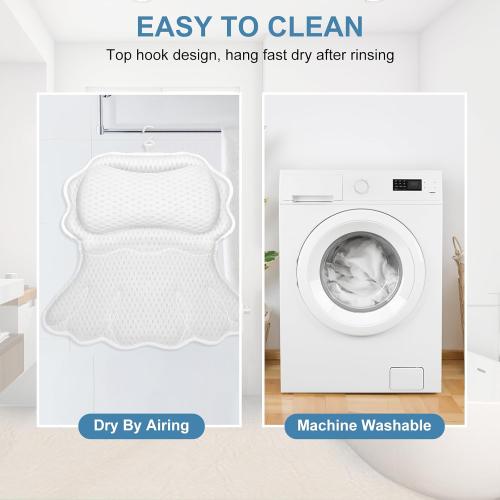 SetSail Bath Pillow, Relaxing Bath Pillows for Tub Neck and Back Support Soft 4D Breathable Air Mesh Ergonomic Bathtub Pillow with 6 Strong Suction Cups and Hook Luxury Bathroom Accessories,White