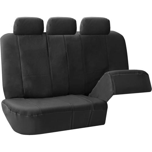 Deluxe Leatherette Seat Covers Rear Set, Airbag Compatible, Black Color-Universal Fit for Cars, Auto, Trucks, SUV