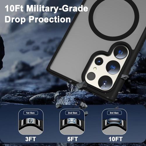 for Samsung Galaxy S23 Ultra Case [Compatible with MagSafe] Slim Translucent Hard Matte Back Phone Case Skin-Friendly Touch Shockproof Protective Cover for Samsung S23 Ultra 6.8, Black