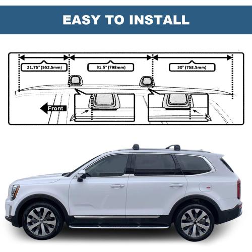 Snailfly Upgraded Roof Rack Cross Bars Fit for 2019-2025 Kia Telluride S SX SX-P EX Lockable Crossbars for Ski Kayak Bike Basket (Except X-Line and X-Pro)