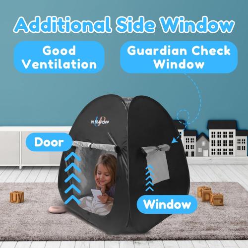 Sensory Tent for Kids with Autism Age 3  Anxiety ADHD SPD, Pop up Blackout Calm Down Play Tents with Door & Window, Autistic Sensory Hideout Fort, Small Size (Suitable for 1 Kid)