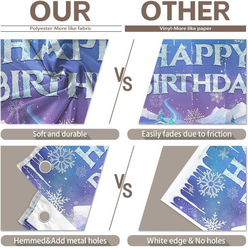 Fabric 72x43inch Ice Snow Winter Birthday Backdrop Magical Castle Wonderland Snowflake Photography Background Kids Girls Party Decorations Photo Props
