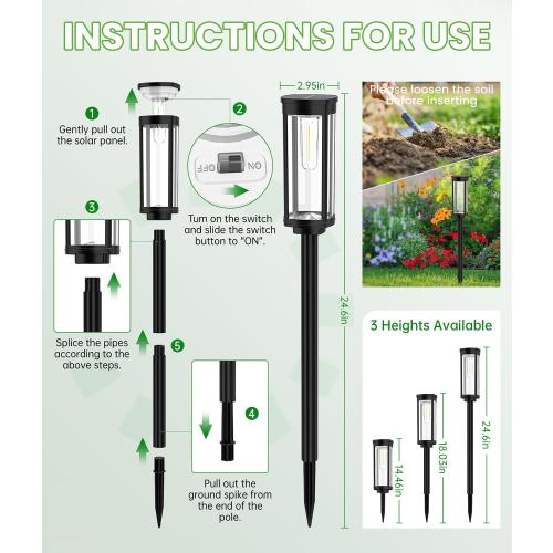 Bright Solar Pathway Lights Outdoor, 8 Pack Solar Powered Garden Lights Waterproof IP65, Auto On/Off Outdoor Light for Lawn Patio Walkway Driveway Decor Landscape Lighting