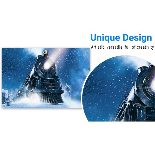 Funnytree 7x5ft Winter Christmas Train Backdrop for Photography Xmas Snow Night Railway Party Background Wonderland Snowflake Portrait Photobooth Banner Decorations Photo Studio Props