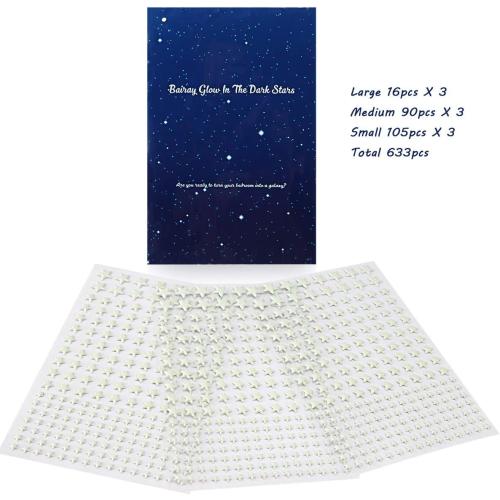 Glow in The Dark Stars for Ceiling Decal Decor 633 Pcs Realistic 3D Sticker