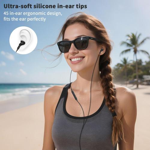 USB Earbuds with Microphone for PC Laptop,Wired USBA Headset,Black