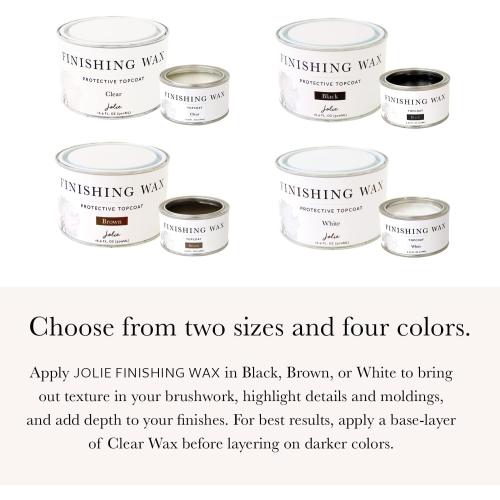 Jolie Finishing Wax - Protective topcoat Paint - Use on interior furniture, cabinets, walls, home decor and accessories - Odor-Free, Non-Hazardous - Clear - 120 ml