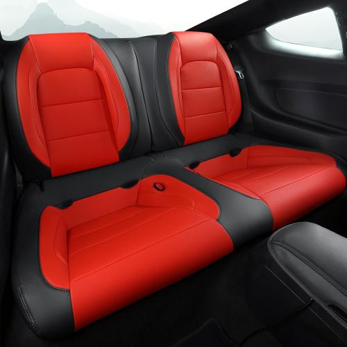 GIANT PANDA Customized Full Set Car Seat Covers Fit Ford Mustang Coupe Hardtop 2015 2016 2017 2018 2019 2020 2021 2022 2023 2024 2025 2026- (Black Red)