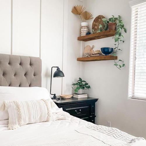 QEEIG Floating Shelves for Wall 23.6 Long - Wall Mounted Shelf Bathroom Kitchen Living Room Bedroom Farmhouse Home Decor Display Bookshelf Large 23.6 x 9.3 inch Set of 2, Rustic Brown (008-60BN)