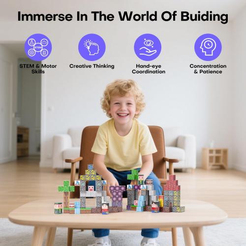 100PCS Magnetic Blocks - Magnet Tiles Toys for Kids, Magnetic Building Blocks Cubes, Stacking Magnets Toys for Kids, Birthday Gifts for Boys and Girls Age 3  Years Old