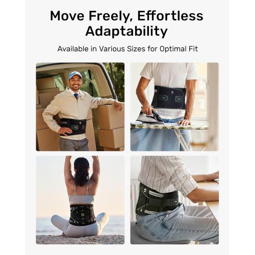 Back Brace for Lower Back Pain Relief, 8X Powerful Lumbar Support with 3D Pad, Support Belt for Men Women, Breathable Back Support Brace with Adjustable Strap, Green Size S