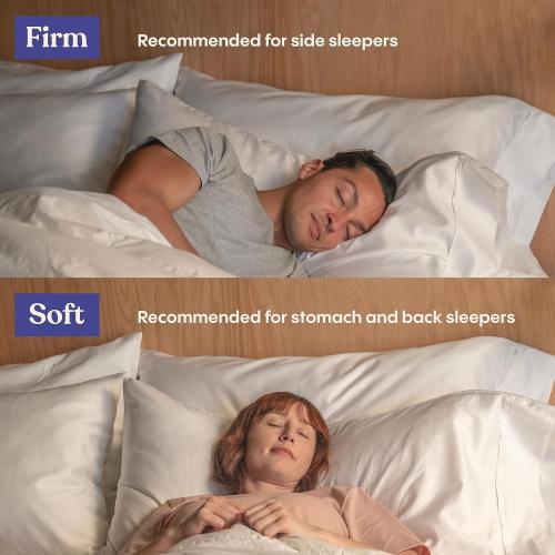 FluffCo Zen Fluff Pillows - Down Alternative - Standard/Queen Bed Pillow for Sleeping Made in USA - Luxury Hotel-Quality Pillow - 100% Cotton, 300 Thread Count (Soft Queen Size 1 Pack)