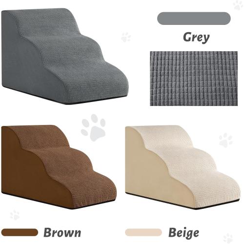 3 Step Foam Dog Stairs Replacement Cover (for AODISMAN Dog Ramp Only), Suitable Size: 22.4 L*15.7 W*15.7 H,Grey