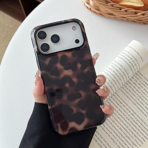 Compatible with iPhone 17 Pro Case Tortoise Shell Phone Case for Women Girl Shockproof TPU and Hard PC Protective Cover - Amber Brown Leopard