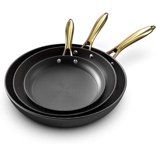 imarku Non Stick Frying Pans, Nonstick Cast Iron Skillets 3 Pcs - 8 Inch, 10 Inch and 12 Inch Nonstick Frying Pan Set, Professional Frying Pans Set, Frying Pan with Stay Cool Handle, Birthday Gifts
