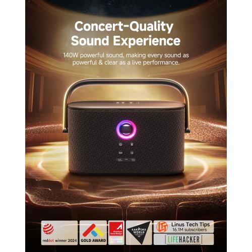 Karaoke Machine for Adults, with Lyrics Display and Screen, Support HDMI to TV, WiFi Connects to Karaoke App and YouTube, 2 Self-Charging Wireless Microphones EQ Autotune,140W Speaker for Home Party