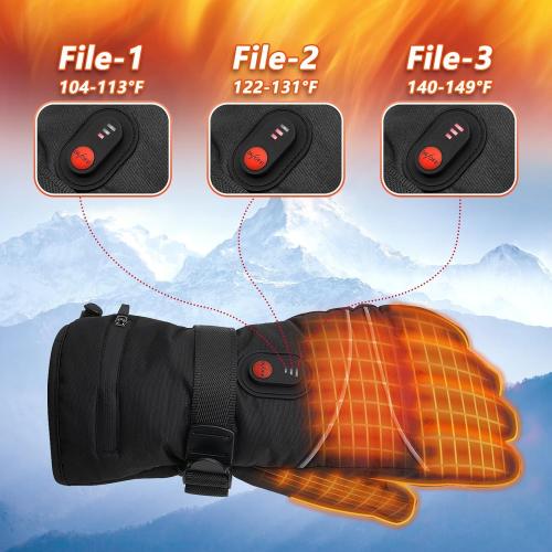 Heated Gloves for Men Women, Rechargeable Battery Powered, Waterproof Windproof Thermal Touchscreen Heating Gloves for Skiing, Riding, Hiking (L)