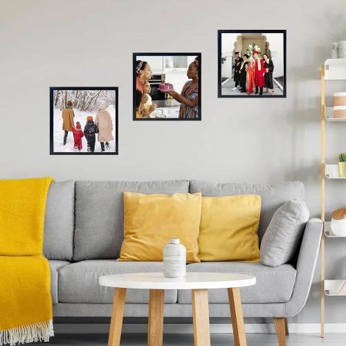 JCJMY 8x8 Picture Frame Black for Wall Hanging or Tabletop, Wall Mounting Horizontally or Vertically, 8 x 8 Square Wall Gallery Poster Photo Frame with Shatter Resistant Plexiglass, Black