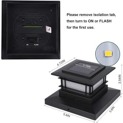 Dynaming 5 Pack Solar Post Cap Lights Outdoor with Flickering Flame Light, Fence Post Solar Lights Fit for 4x4 5x5 6x6 Vinyl/Wooden Posts, High Brightness SMD LED Lighting Decor for Garden Deck Patio