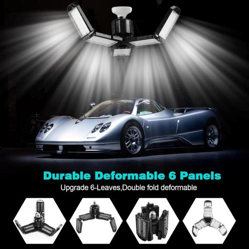 LED Garage Light, 120W, 12000LM, 3 3 Adjustable Panels, Black, Ceiling