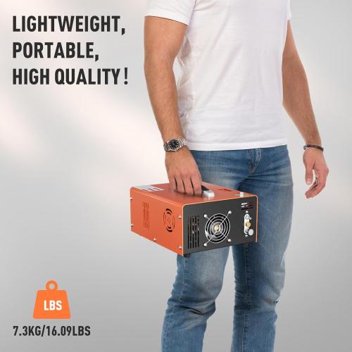 PCP Air Compressor, 4500PSI/30Mpa Scuba Tank Compressor, DC12V/AC120V PCP Airgun Compressor Auto-stop, Oil/Water-Free High Pressure Air Compressor Pump for Paintball, Air Rifle, Built-in Fan Cooling