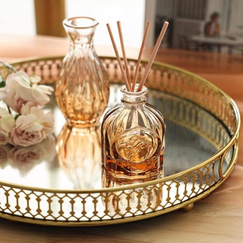 CUCUMI 14pcs Glass Bud Vase Set, Small Amber Vases for Centerpieces in Bulk, Vintage Glass Flower Vases for Wedding Home Table Party Decor