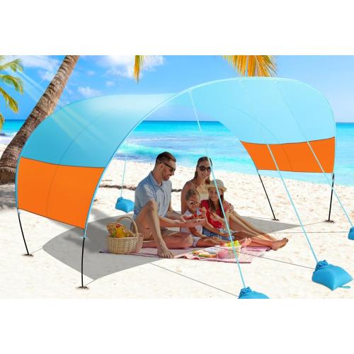 Beach Canopy Sun Shade, Beach Tent Sun Shelter Wind Sail Camping Sun Shelter Portable Seaside Tent Shelter Canopy Outdoor Beach Sun Shade for Family Vacation and Camping (Patent Pending)