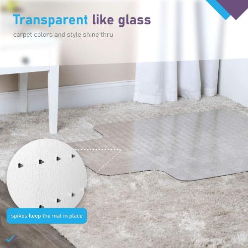Office Chair Mat for Carpeted Floors Polycarbonate Transparent for Rolling Desk Computer Chairs Low and Medium Pile Carpets 36 X 48 X1/8 Rectangular Heavy Duty Thick and Sturdy Shipped Flat
