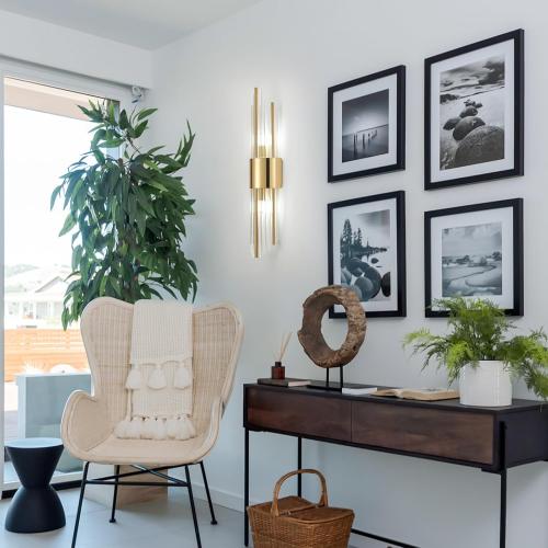 Gold Sconces Wall Set of 2, 2-Light Modern Brushed Titanium Gold Wall Sconce, Gold Vintage Crystal Wall Sconce, Modern wall sconces, for Living Room, Bathroom, Vanity, Staircase, Hallway
