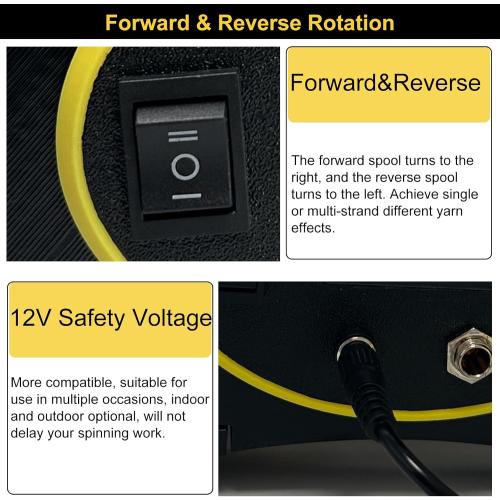 Electric Yarn Spinner Kit with Foot Controller & 3 Bobbins, Small Yarn Winder with Forward & Reverse