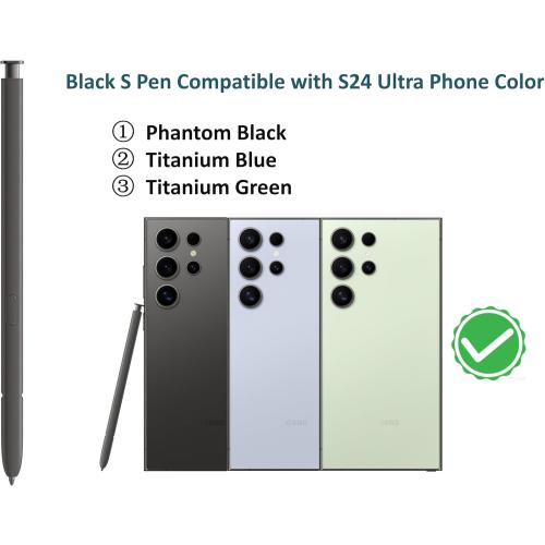 Galaxy S24 Ultra S Pen [WithBluetooth |4096 Pressure Sensor ] Replacement for Samsung Galaxy S24 Ultra 5G All Versions Touch Stylus Pen with 5xTips/Nibs (Black)