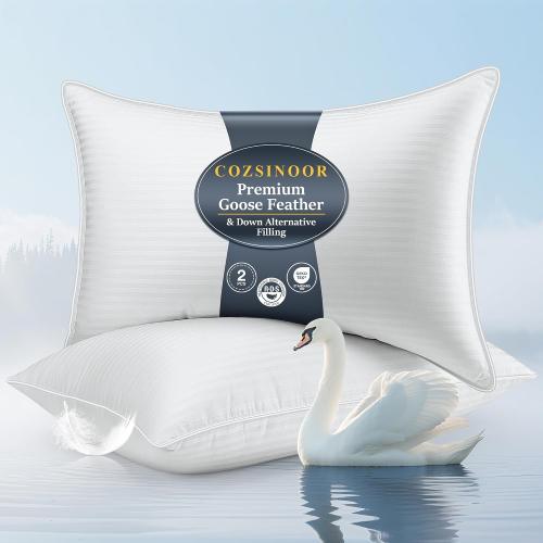 COZSINOOR Goose Down Feather Pillows Queen Size Set of 2