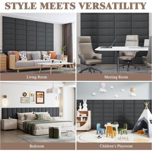 Color Beige Upholstered Headboard for Queen Size Bed, Wall Mounted & Peel and Stick Headboard, Soundproof DIY Wall Panels, Fabric Tufted Head board in Modern Design for Bedroom (9 Panels, Each 23.62x9.84）