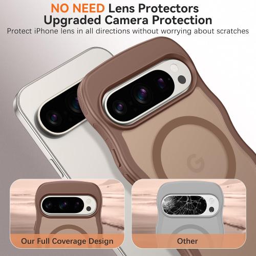 BENTOBEN Magnetic for Google Pixel 10 Pro Case Cute, Curly Wavy Pixel 10Pro Case [Compatible with MagSafe] Anti-Slip Bumper Matte Slim Women Men Boys Phone Cover for Google 10Pro 6.3, Desert Titanium